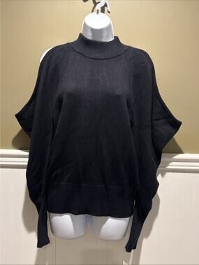 INC Black Cold Shoulder Sweater NWT Back Bow Pullover Women’s Size M